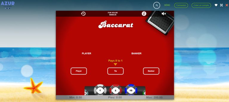 Comment jouer au baccarat sur Azur Casino ?